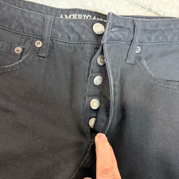 American Eagle Womens Size 8 Black High-Rise Distressed FestivalMini Jean Skirt - Picture 6 of 8